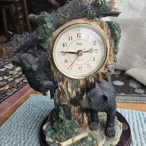 Black Bear Tree Stump Wall Clock